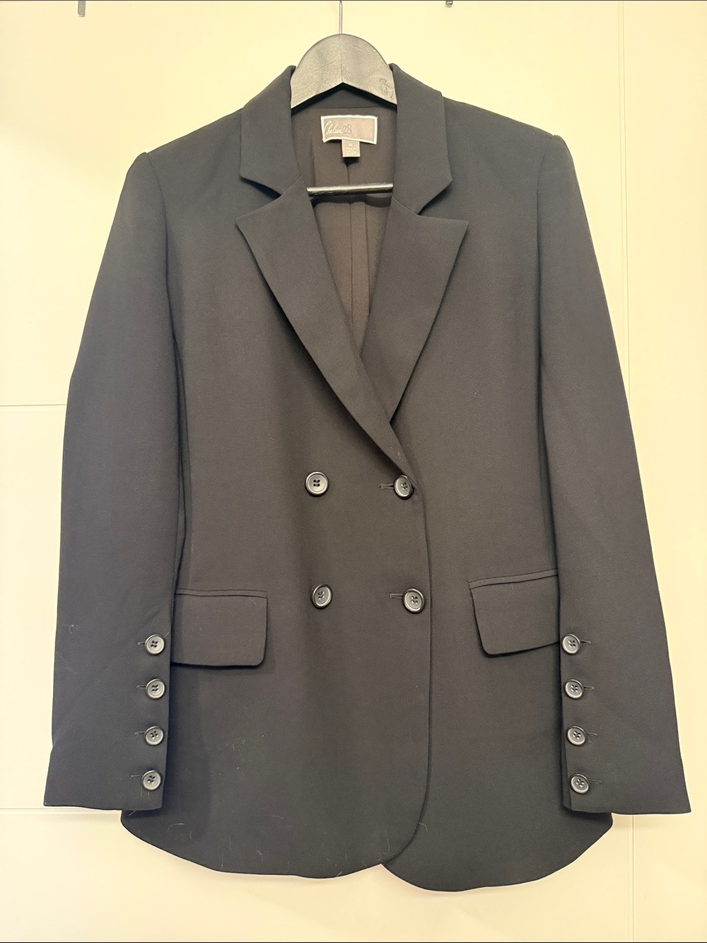 Chelsea28 Black Double-Breasted Tailored Blazer